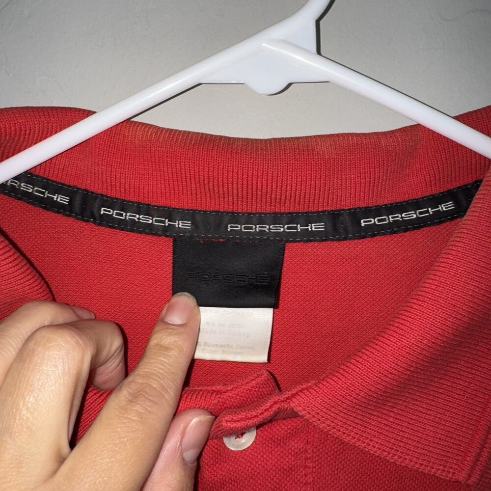 VINTAGE Porsche Polo Short Sleeve Shirt Red Embroidered Logo Mens L READ DESCRIP - Picture 2 of 11